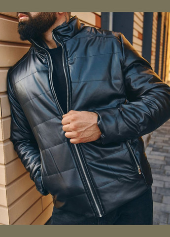 Черная куртка мужская кожанка демисезон No Brand куртка