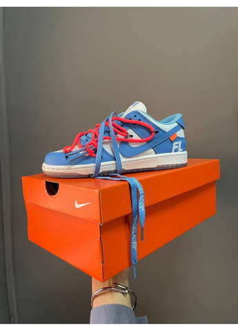 Белые демисезонные кроссовки мужские nike sb dunk x off white blue white найк сб данк No Brand