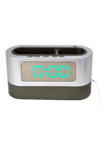 Годинник настільний із підставкою для ручок показ часу/температури та дати 038 АРТ-7334 Сірий HLV (306716505)