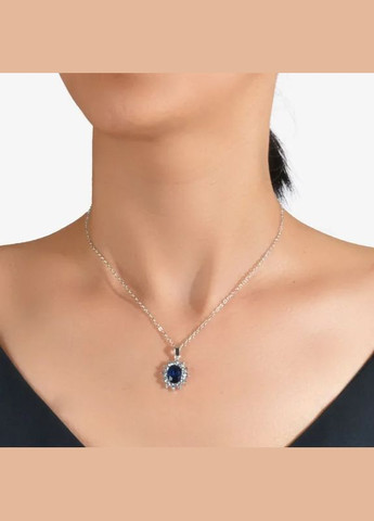 Набір підвіска та сережки сині кристали Комплект кулон сережки No Brand (339869729)