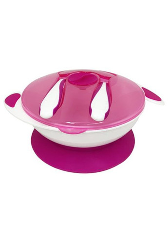 Тарілка на присосці з ложкою та виделкою Mega Zayka MGZ-0109(Crimson) 350 мл Megazayka (302673203)