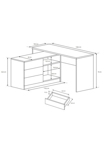 Стол офисный письменный Тео / Teo 3S/138 с 3 ящиками 110х138 см. Perfect Home (372178390)