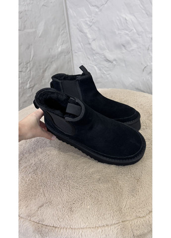 Черные замшевые натуральные угги на платформе 4 см с мехом внутри No Brand (368827140)