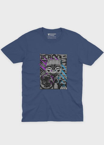 Темно-синяя летняя мужская футболка с принтом супергероя - черная пантера (ts001-1-nav-006-027-002-f) Modno