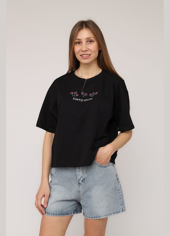 Футболка з коротким рукавом жіноча колір чорний CB-00275580 Divon - (330223117)