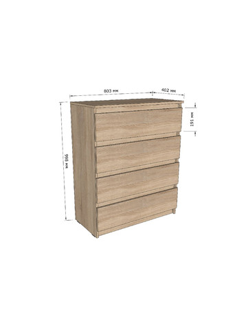 Комод для спальні на 4 ящики без ручок 800*1000*400 білий/бетон (mt-215-wh-bt) MORELI (366335592)