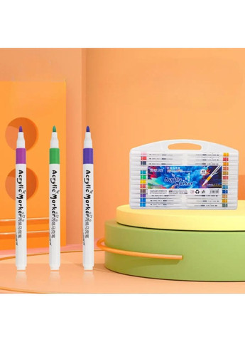 Набір з 48шт акрилових яскравих маркерів Acril-48 насичених кольорів для творчості лінії: 1–3 мм TOP (363834587)
