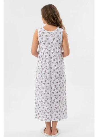 Ночная рубашка женская полубатальная белого цвета с принтом Let's Shop (396630675)