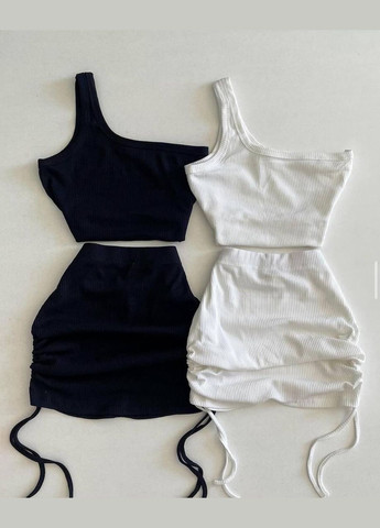 Черный демисезонный женский комплект (топ+юбка) Avanti