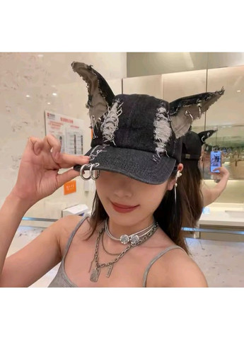 Біла бейсболка в готичному стилі,хіп-хоп,панк-рок кепка з чорними м'якими ріжками No Brand (366547272)