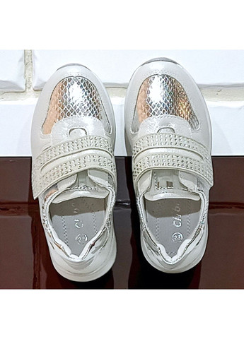 Сріблясті осінні ортопедичні кросівки на липучках для дівчинки клібі Clibee