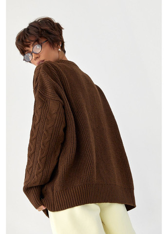 Вільна в'язана кофта в косички Lurex (366241641)