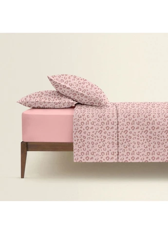 Двоспальна постільна білизна фланель з простирадлом на резинці PASTEL LEOPARD CS1 (4822052374498) Cosas (393212826)