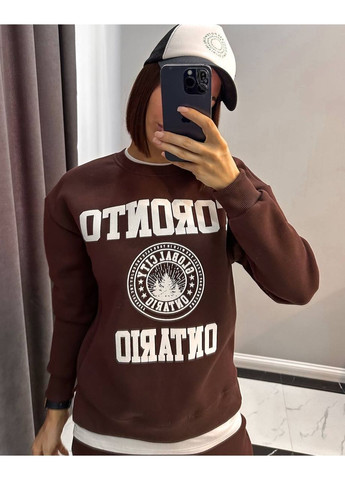 Костюм тринитка на флисе (свитшот, брюки), цвет Коричневый Fashion (365072447)