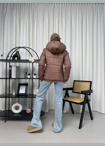 Коричнева демісезонна стильна та тепла жіноча куртка No Brand