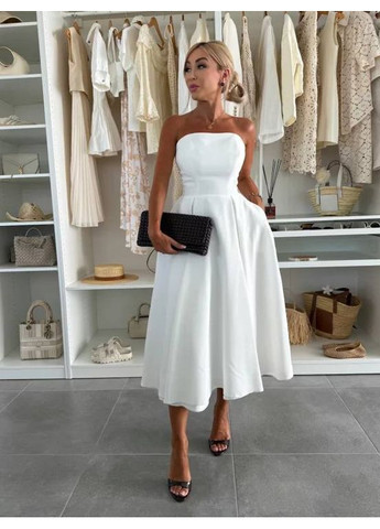 Білий святковий, вечірня жіноча сукня елегантна а-силует Style Point однотонна