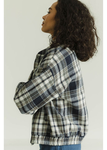 Синя демісезонна бомбер синій у клітинку Seventeen