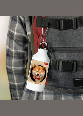 Фляга (пляшка) для води з карабіном Собака (Туристична, Для кемпінгу, Для спорту) #07 500 мл Білий No Brand (323639995)