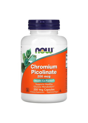 Хром Піколінат Chromium Picolinate 200мкг - 250 вег.капсул Now Foods (283328660)