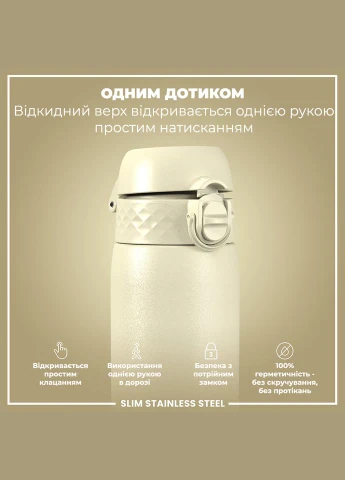 Пляшка для води металева ION8 600 мл. Stainless Steel, Creamy White SmartShake (345711298)