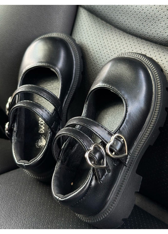 Стильні лофери для дівчинки з сердечками колір чорний 10904 No Brand (350198008)