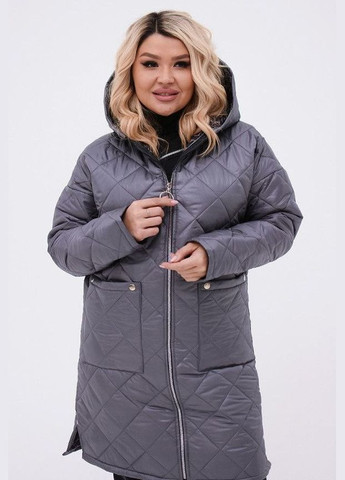 Сіра жіноча тепла стьобана куртка колір сірий р.48/50 449424 New Trend