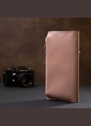 Жіночий гаманець з натуральної шкіри з монетницею 11360 Рожевий Grande Pelle (306882312)