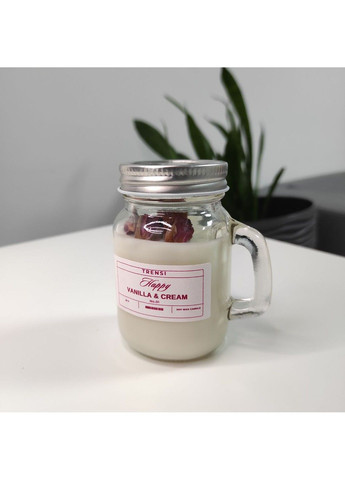 Свеча ароматизированная "Vanilla & Cream" с цветами розы (гнет дерево) Trensi (282720236)