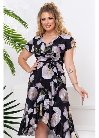 Черное летнее платье запах софт 20093 черное Tanita-Romario