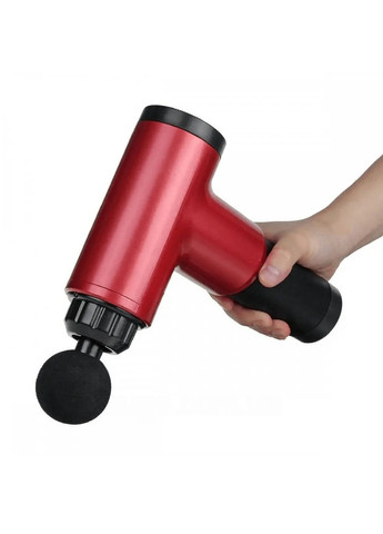 Ручний акумуляторний м'язовий вібраційний масажер пістолет для тіла з насадками 4 штуки (477783-Prob) Червоний Unbranded (299958905)