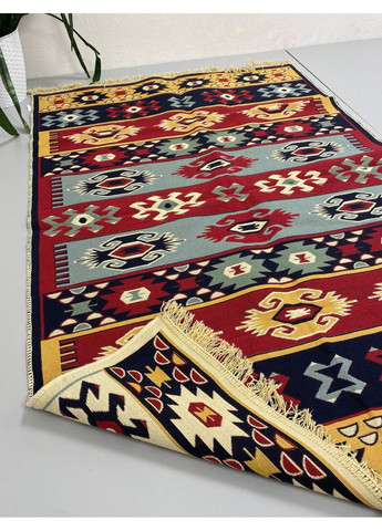 Плетений бавовняний килим Shana Karde 120Х180 см. Бордовий з блакитним. No Brand (366293881)