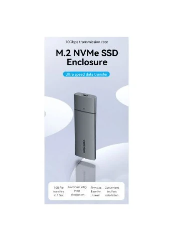 Зовнішня кишеня для SSD M.2 (NVME) M-key USB Type-C 3.2 сіра Vention (397283831)