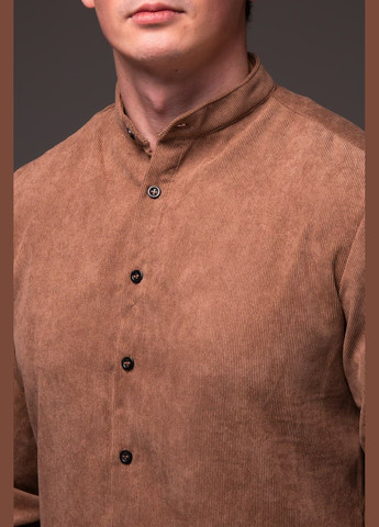 Чоловіча коричнева сорочка "Modern" вельвет з довгим рукавом No Brand (343710609)