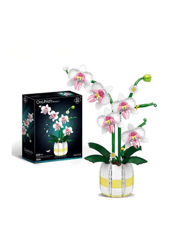 3D конструктор «Ваза з орхідеями» для дітей і дорослих, 616 деталей, пластиковий/металевий, розвиваючий, реалістичний No Brand (364191393)