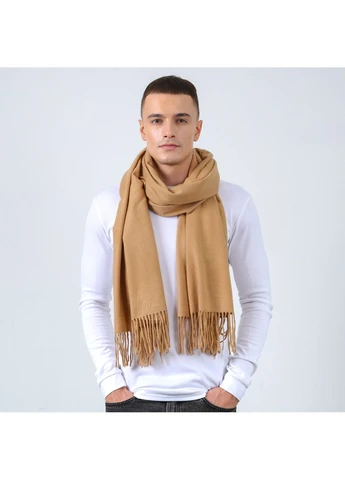 Палантин чоловічий однотонний кашемір бежевий EDWARD 210-234 LuckyLOOK 210-234M (351856183)