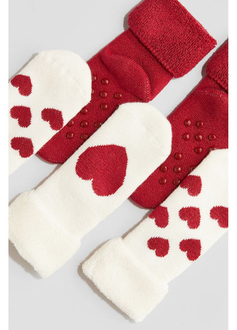 Комбинированные носки на махре со стопперами (3 пары) H&M сердечки (349226146)
