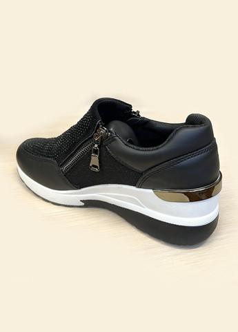 Черные женские кроссовки на толстой подошве. Fashion чёрные демисезоны (341090043)