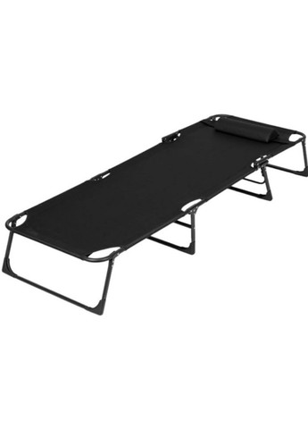Складной шезлонг-раскладушка с мягким подголовником и регулируемой спинкой 176×56×28 см черный (2104618601) No Brand (340064463)
