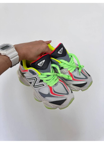 Серые демисезонные кроссовки мужские new balance 9060 light grey / acid green нью беланс 9060 No Brand