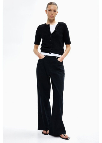 Черный демисезонный женский трикотажный свитер с короткими рукавами н&м (57645) s черный H&M