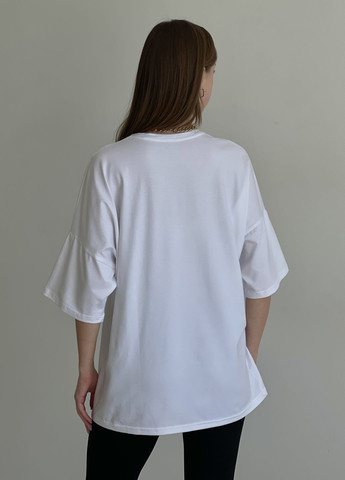 Белая летняя футболка оверсайз женская черная монти 800001001 с коротким рукавом Merlini