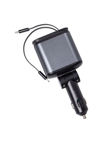 Автомобильное зарядное устройство LED-проекция, с быстрой зарядкой и выдвижными кабелями Apple Lightning/USB-С Jooki (360921292)