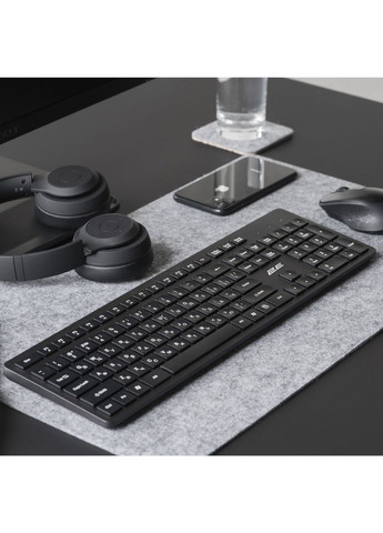 Беспроводная клавиатура для компьютера (ПК) и ноутбука, черная, мембранная, с USB-адаптером (радио 2.4G) 2E Wireless Keyboard (363330461)