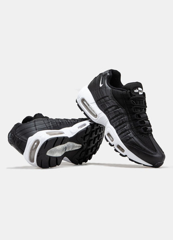 Чорні всесезон кросівки чоловічі nike air max 95 black white | найк аір макс 95 чорні білі No Brand