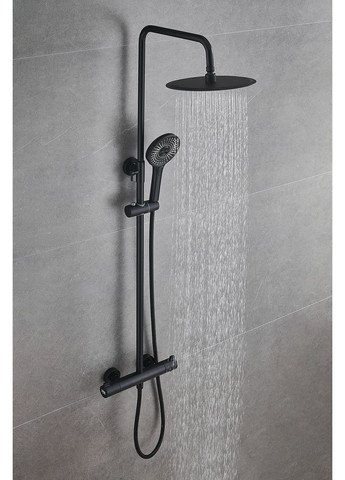 Черная душевая система с термостатом наружного монтажа для душа Nett SSB-24 (352261568)