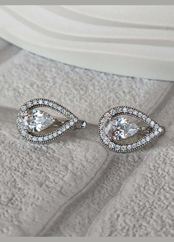 Серебристые сережки ксюпинг xuping родий медицинская сталь з камнями Xuping Jewelry (337503373)