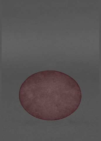 Круглий килимок для мишки з натуральної шкіри бордовий краст (A-028473) BlankNote (330144390)