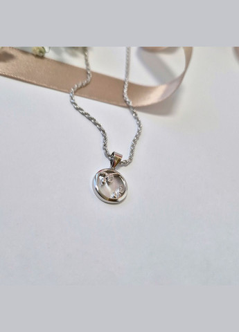 Серебряная подвеска кулон Круг с Перламутром серебро 925 пробы Родированное 6550р 1.13г No Brand (331148512)