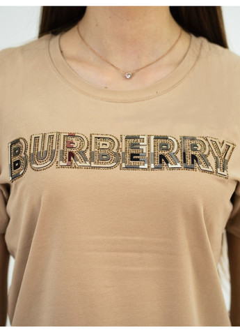 Светло-коричневая летняя футболка женская Burberry