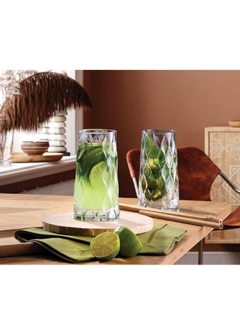 Набор 4 высоких стаканов Leafy 345мл для напитков стеклянные стаканы для соков и компотов Pasabahce (368989668)